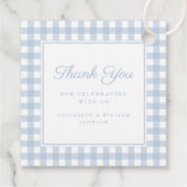 Elegant Baby Blue Gingham Boy Baptism Thank You  Bedankjes Labels (Achterkant)