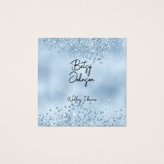 Elegant Baby Blue Glitter en Folie Visitekaartje (Voorkant)