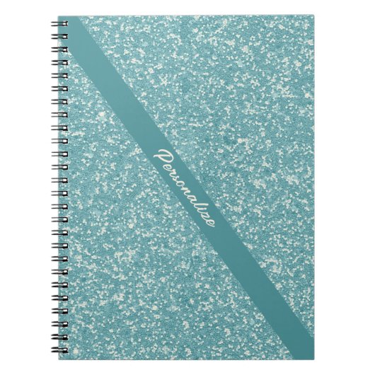 Elegant Baby Blue Glitter Trendy Chic Personalized Notitieboek (Voorkant)