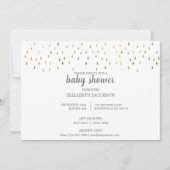 Elegant Baby Blue & Gold Raindrops Baby shower Kaart (Voorkant)