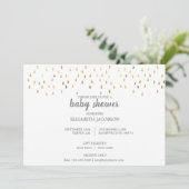 Elegant Baby Blue & Gold Raindrops Baby shower Kaart (Staand voorkant)