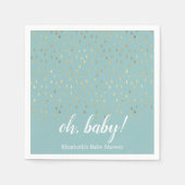 Elegant Baby Blue & Gold Raindrops Baby shower Servet (Voorkant)