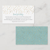 Elegant Baby Blue & Gold Raindrops Book voor Baby Informatiekaartje (Voorkant / Achterkant)