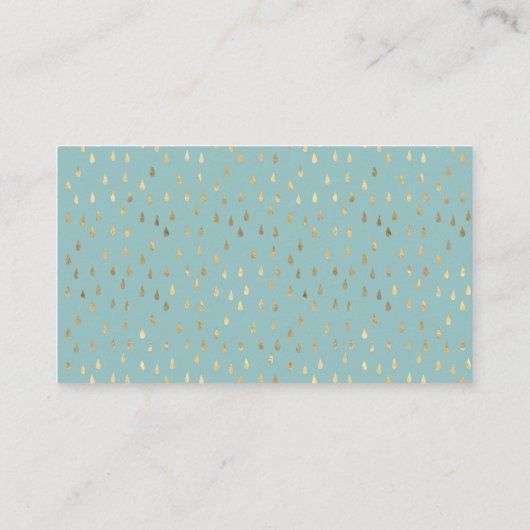Elegant Baby Blue & Gold Raindrops - Draagtas Informatiekaartje (Achterkant)