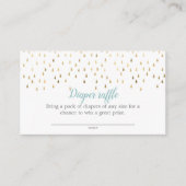 Elegant Baby Blue & Gold Raindrops - Draagtas Informatiekaartje (Voorkant)