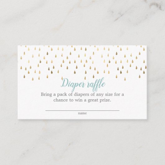 Elegant Baby Blue & Gold Raindrops - Draagtas Informatiekaartje (Voorkant)