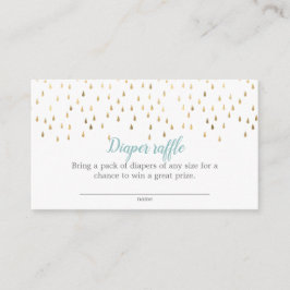 Elegant Baby Blue & Gold Raindrops - Draagtas Informatiekaartje