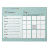 Elegant Baby Blue & Gold Raindrops Showgames Notitieblok (Voorkant)