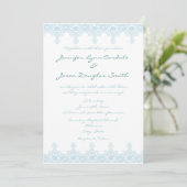 Elegant Baby Blue Lace White Wedding Invitations Kaart (Staand voorkant)