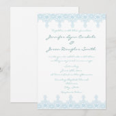 Elegant Baby Blue Lace White Wedding Invitations Kaart (Voorkant / Achterkant)
