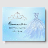 Elegant Baby Blue Quinceanera Gastenboek (Voorkant)