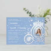 Elegant Baby Blue Quinceanera Princess Foto Folie Folie Uitnodiging (Staand Voorkant)