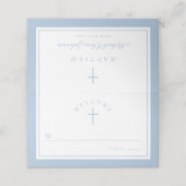 Elegant Baby Blue Religious Boy Baptism Plaatskaartje (Buitenkant ongevouwen)