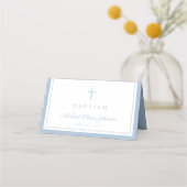 Elegant Baby Blue Religious Boy Baptism Plaatskaartje (Achterkant)