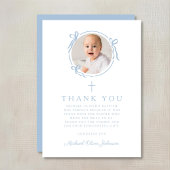 Elegant Baby Blue Religious Cross Baptism Bedankkaart