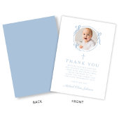 Elegant Baby Blue Religious Cross Baptism Bedankkaart