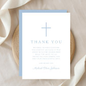 Elegant Baby Blue Religious Cross Baptism Bedankkaart