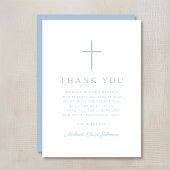 Elegant Baby Blue Religious Cross Baptism Bedankkaart