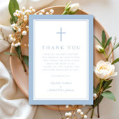 Elegant Baby Blue Religious Cross Baptism Bedankkaart