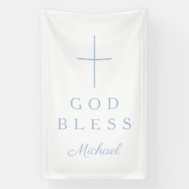 Elegant Baby Blue Religious Cross Boy God Bless Spandoek