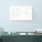Elegant Baby Blue Religious Cross Boy God Bless Spandoek (Beurs)