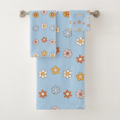 Elegant baby blue & yellow cute floral pattern bad handdoek (Insitu)
