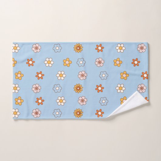 Elegant baby blue & yellow cute floral pattern bad handdoek (Handdoek)