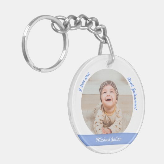 Elegant Baby Boy 2 Foto's Naam Geboortedatum 4 Jac Sleutelhanger (Voorkant Links)