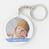 Elegant Baby Boy 2 Foto's Naam Geboortedatum 4 Jac Sleutelhanger (Achterkant)