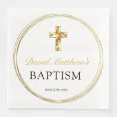 Elegant Baby Boy Baptisme White & Gold Cross Servet (Voorkant)