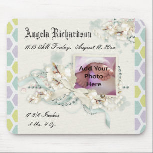 Elegant Baby boy of Girl Scrapbook Foto Lijst Muismat