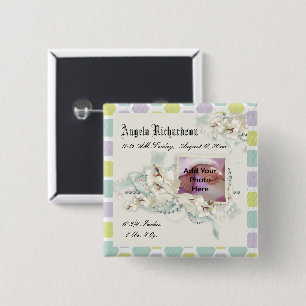 Elegant Baby Boy of Girl Scrapbook Foto Lijst Vierkante Button 5,1 Cm