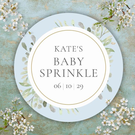 Elegant Baby Boy Sprinkle groen blad Ronde Sticker