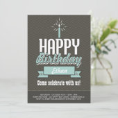 Elegant Baby Boy's First Birthday Photo Invite Kaart (Staand voorkant)