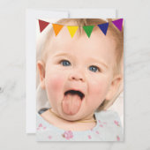 Elegant Baby Boy's First Birthday Photo Invite Kaart (Achterkant)