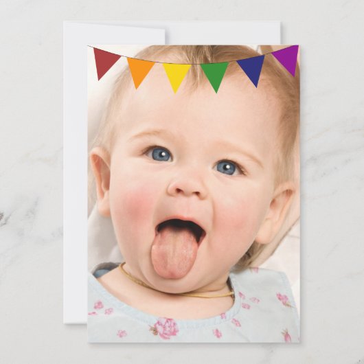 Elegant Baby Boy's First Birthday Photo Invite Kaart (Achterkant)