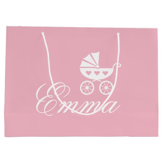Elegant baby-buggy-baby shower large cadeautasje (Achterkant)