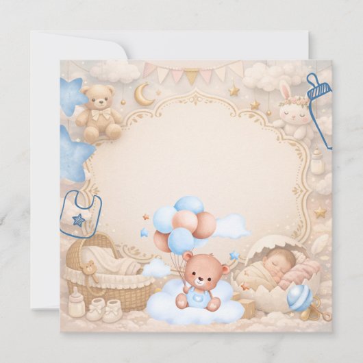 Elegant Baby Celebration Invitation Template Kaart (Voorkant)
