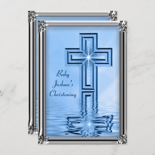 Elegant Baby Christening Uitnodigingen (Voorkant / Achterkant)