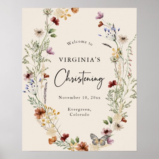 Elegant Baby Christening Welkom Poster (Voorkant)