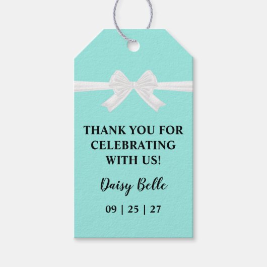 Elegant Baby & Co Black Teal Baby Shower Cadeaulabel (Voorkant)