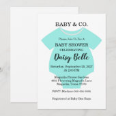Elegant Baby & Co Black Teal Baby Shower Kaart (Voorkant / Achterkant)