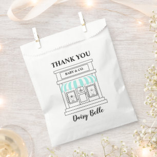 Elegant Baby & Co Zwarte Teal Baby Shower Bedankzakje