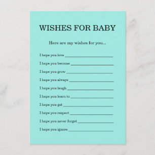 Elegant Baby & Co Zwarte Teal Baby Shower Informatiekaartje
