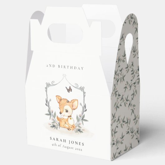 Elegant Baby Deer Floral Crest Elke dag Bedankdoosjes (Geopend)