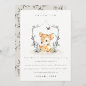 Elegant Baby Deer Floral Crest Elke dag Bedankkaart (Voorkant / Achterkant)
