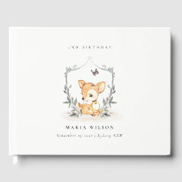 Elegant Baby Deer Floral Crest Elke dag Gastenboek