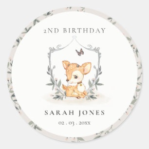 Elegant Baby Deer Floral Crest Elke dag Ronde Sticker