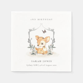 Elegant Baby Deer Floral Crest Elke dag Servet