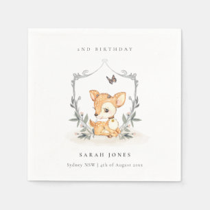 Elegant Baby Deer Floral Crest Elke dag Servet